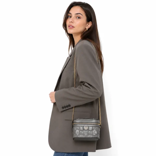 Gucci Grey Matelasse Leather Mini Top Handle Bag