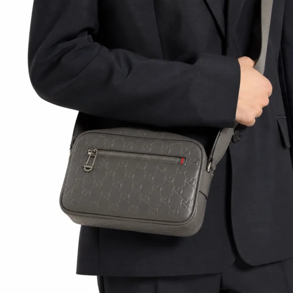 Gucci GG Emblem Small Crossbody Bag Grey