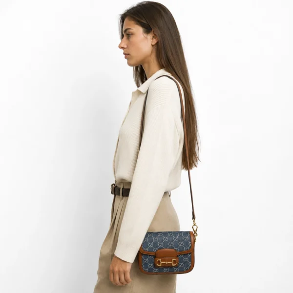 Gucci 1955 Mini Shoulder Bag in Canvas - Blue