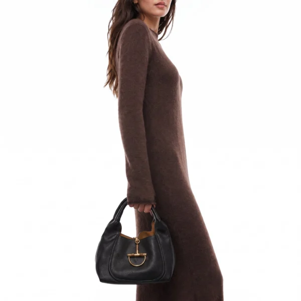 Gucci Horsebit Leather Small Shoulder Bag - Black