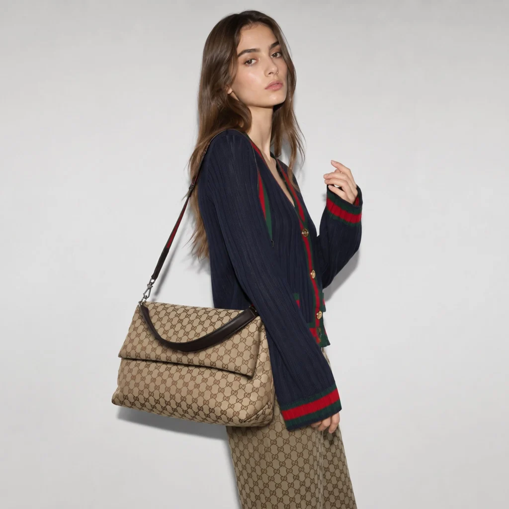 Gucci canvas large crossbody bag