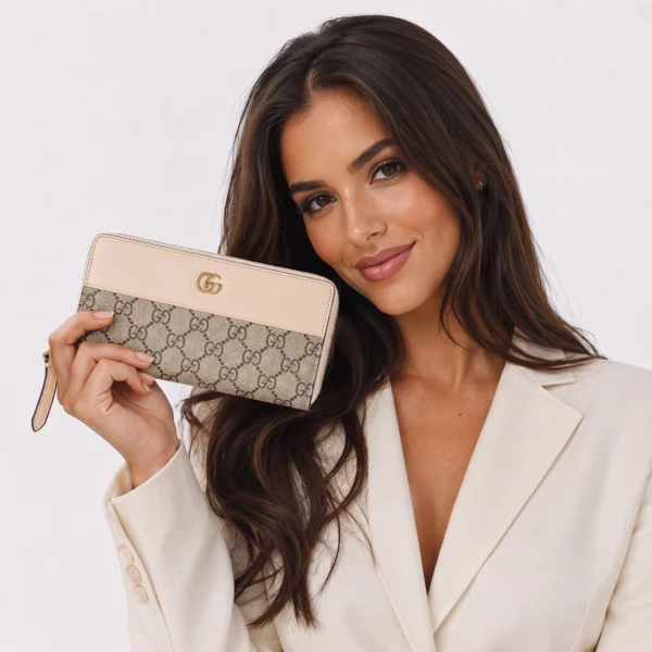 Gucci GG Marmont Zip Around Wallet Model 1 - Beige