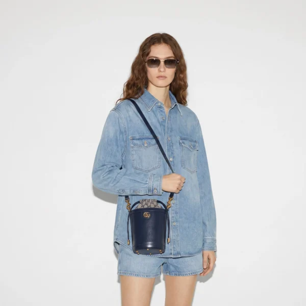 Gucci Ophidia Style Bucket Crossbody - Blue
