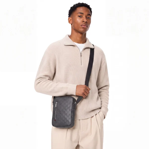 Gucci GG Emblem Vertical Crossbody Bag Grey