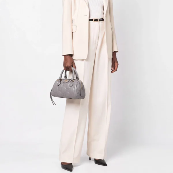 Gucci Grey Stitched Leather Matelassè Mini Bag